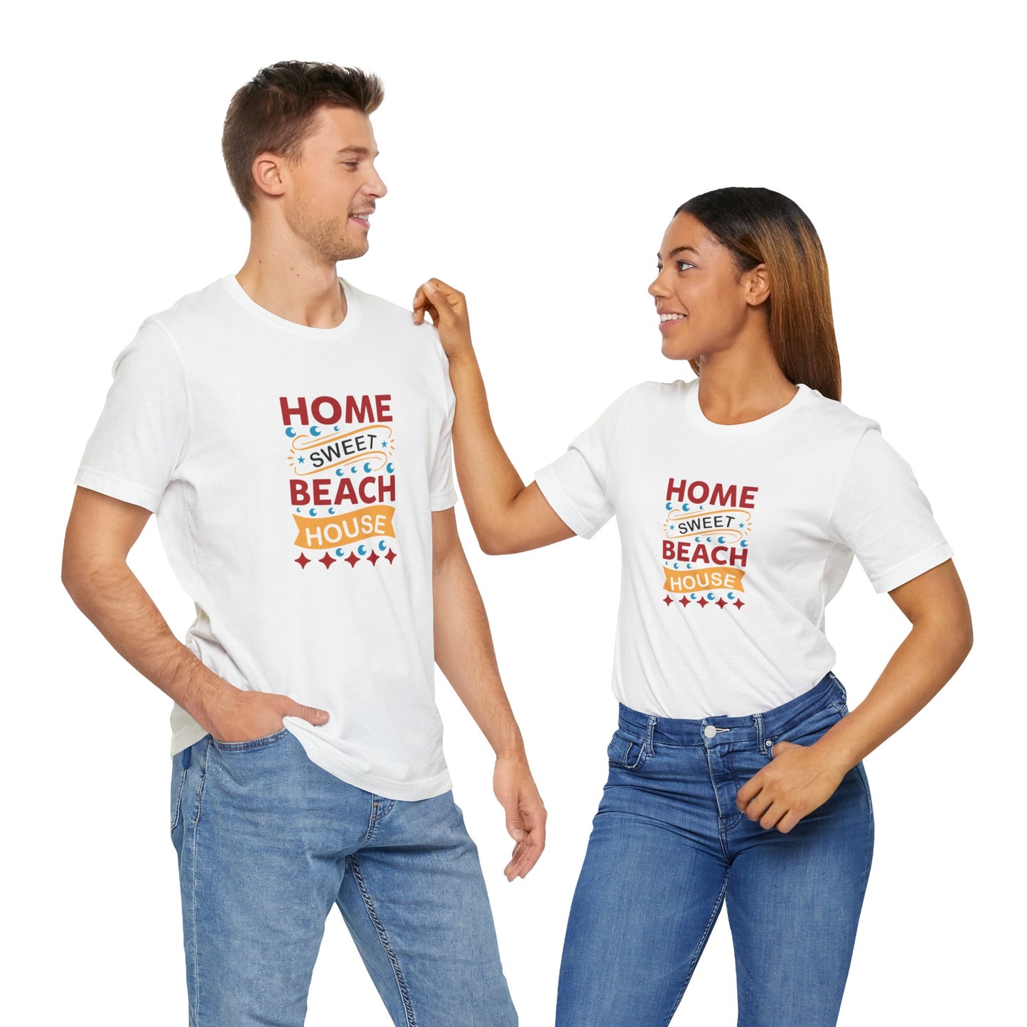 Home Sweet, Beach House - Unisex Jersey Short Sleeve Tee