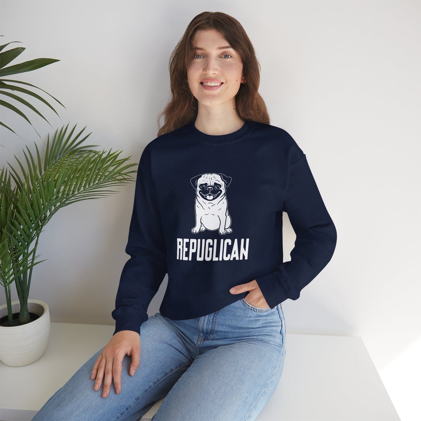 Republican, French Bulldog - Unisex Heavy Blend™ Crewneck Sweatshirt