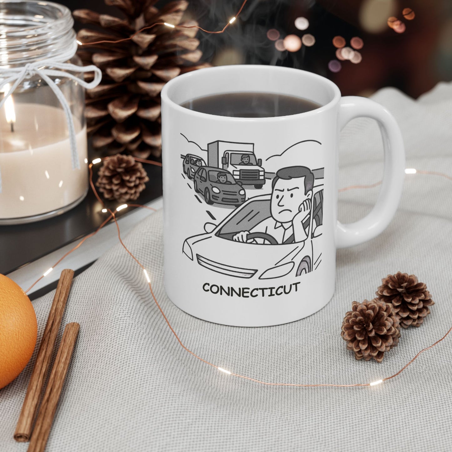 "Connecticut: The state where ‘rush hour’ is a way of life." Ceramic Mug - 13837