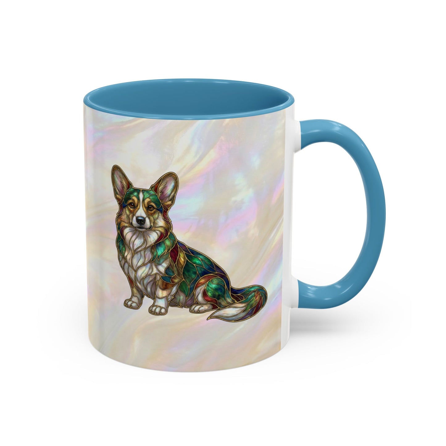 Corgi Accent Coffee Mug -Stained Glass Style (11/15oz) - 14627