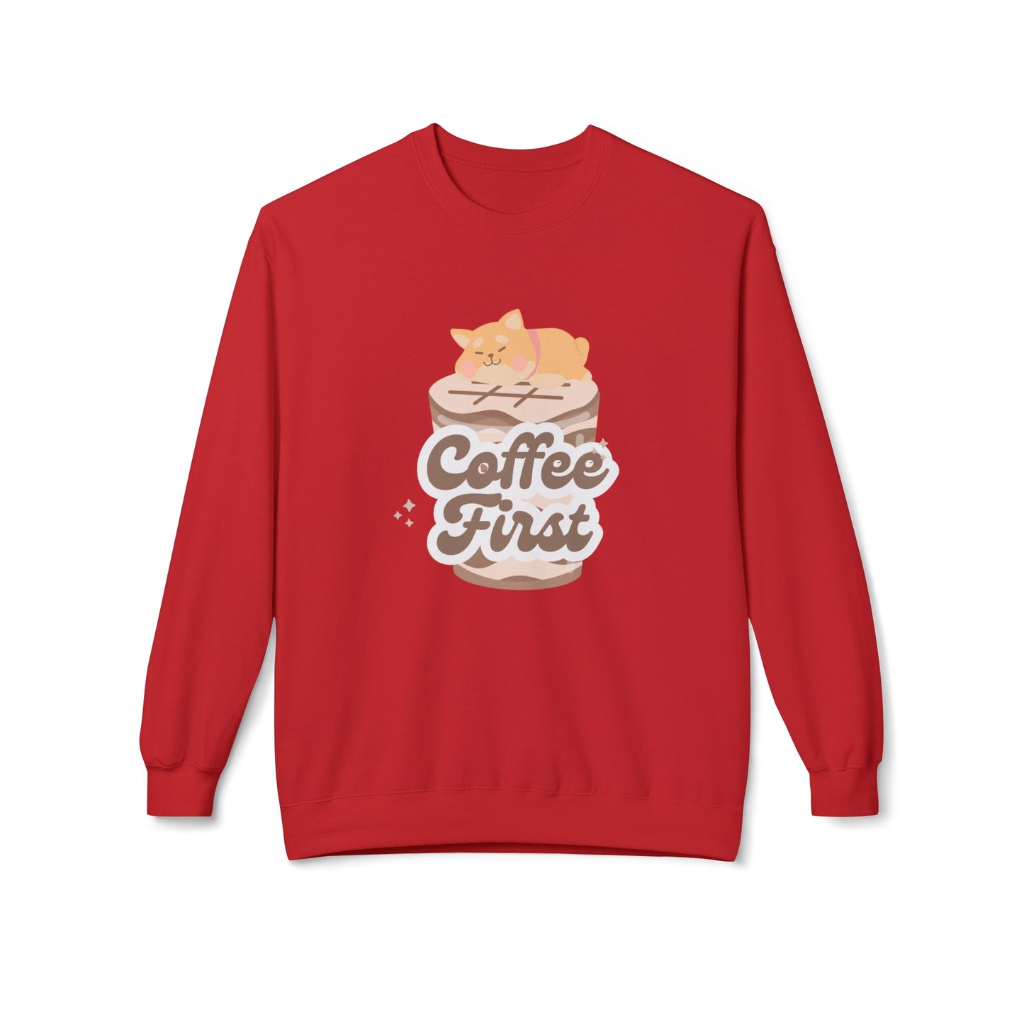 Coffee First - Unisex Midweight Softstyle Fleece Crewneck Sweatshirt - 11344