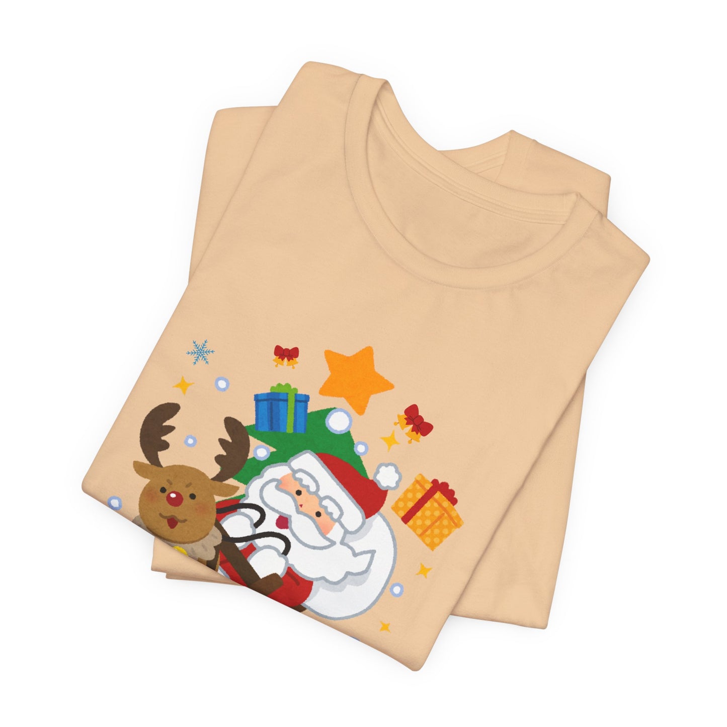 Santa & Reindeer, Merry Christmas - Unisex Jersey Short Sleeve Tee - 10494