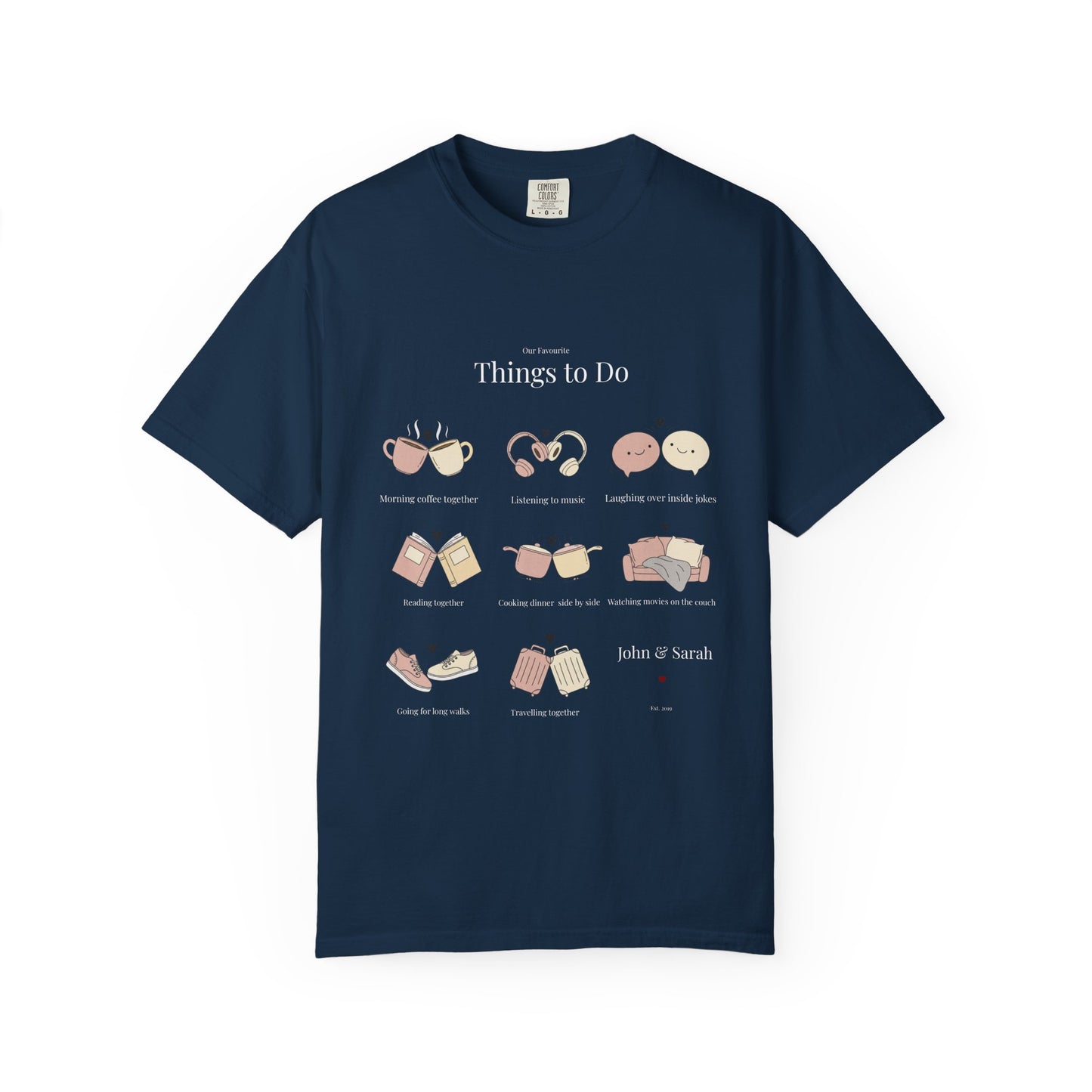 Our Favourite Things to Do Together – Personalised Valentine’s Illustration T-Shirt Gift - 14720