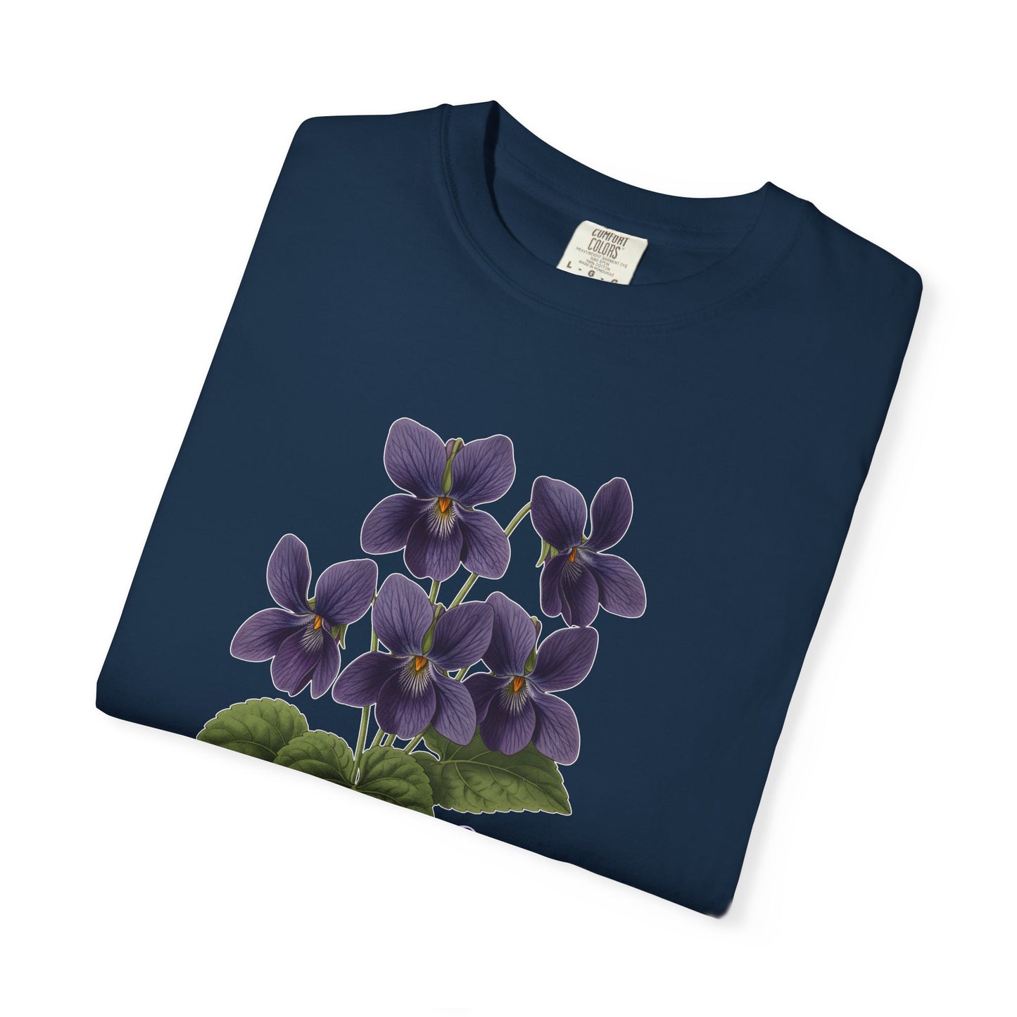 February Birth Flower Violet T-Shirt – Heavyweight Garment-Dyed Tee - 14694