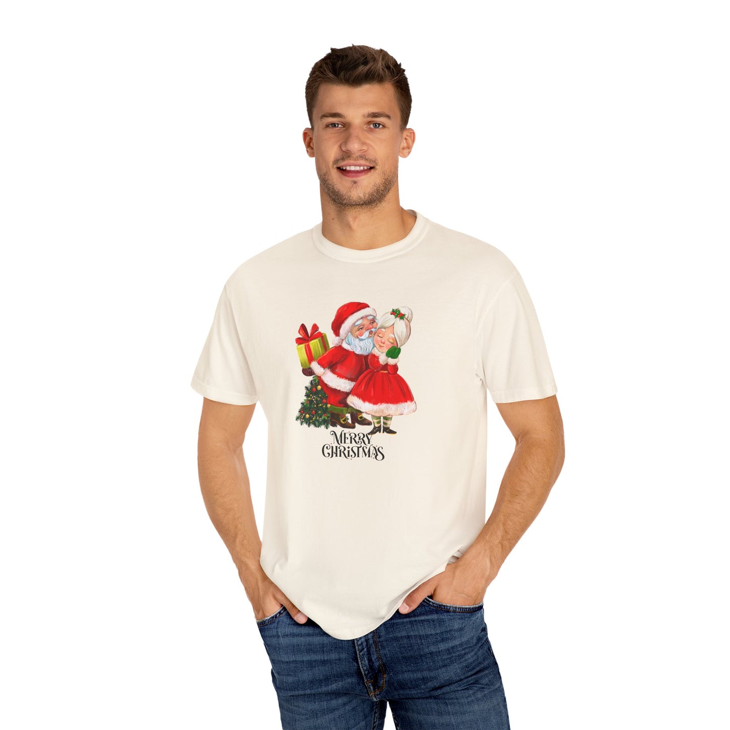 Santa & His Partner - Unisex Garment-Dyed T-shirt - 10025