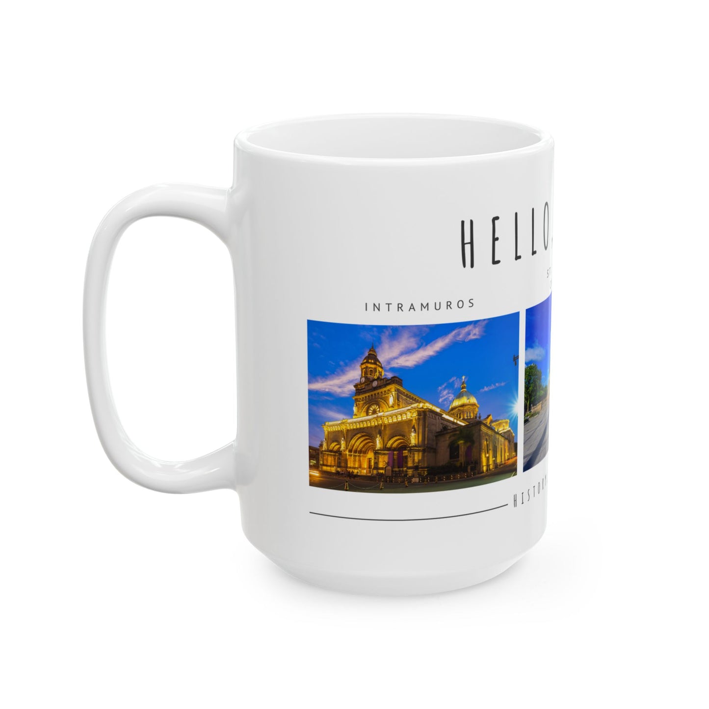 Hello Manila! Ceramic Travel Mug - 11oz/15oz - Perfect Coffee Cup for Culture & History Lovers - 12167