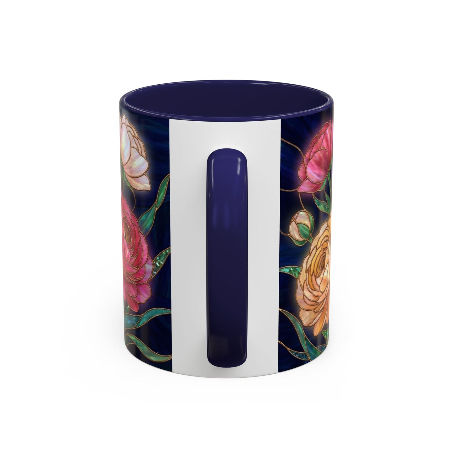 Ranunculus Floral Accent Coffee Mug — Stained Glass Design (11/15oz) - 14584