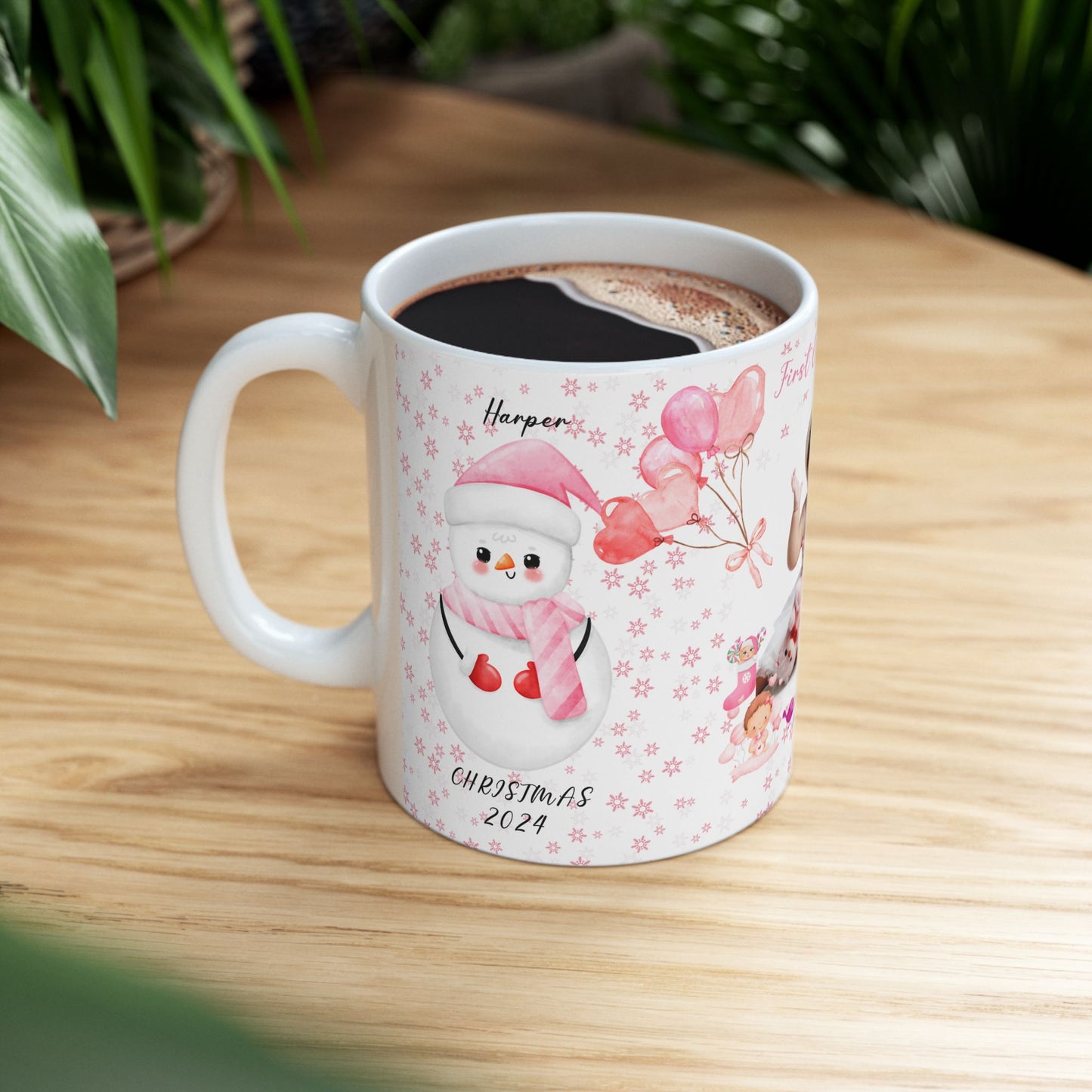 First Christmas, Baby Girl, Customizable - Ceramic Mug, (11oz, 15oz) - 10003