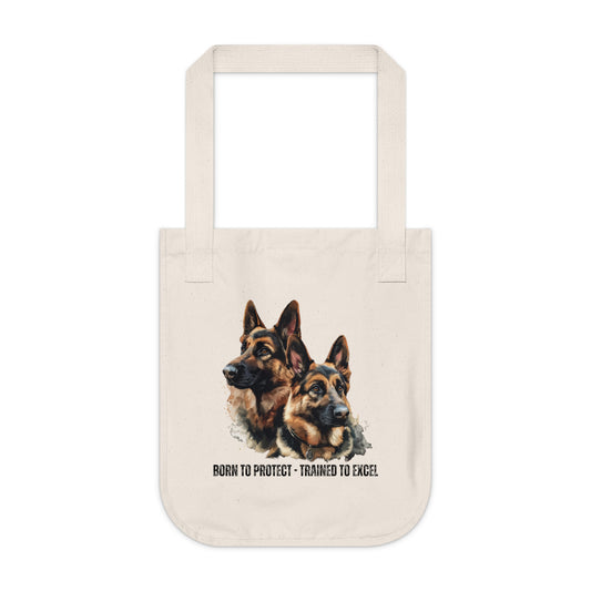 German Shepherds: Born to Protect - Customized Organic Canvas Tote Bag