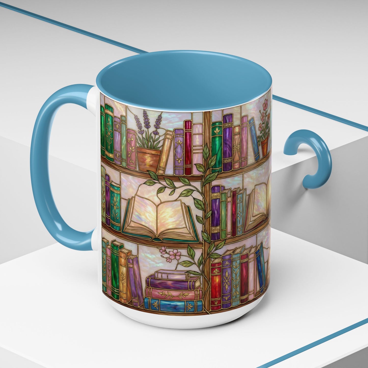 Bookish Accent Coffee Mug — Stained Glass Design (11/15 oz) - 14528