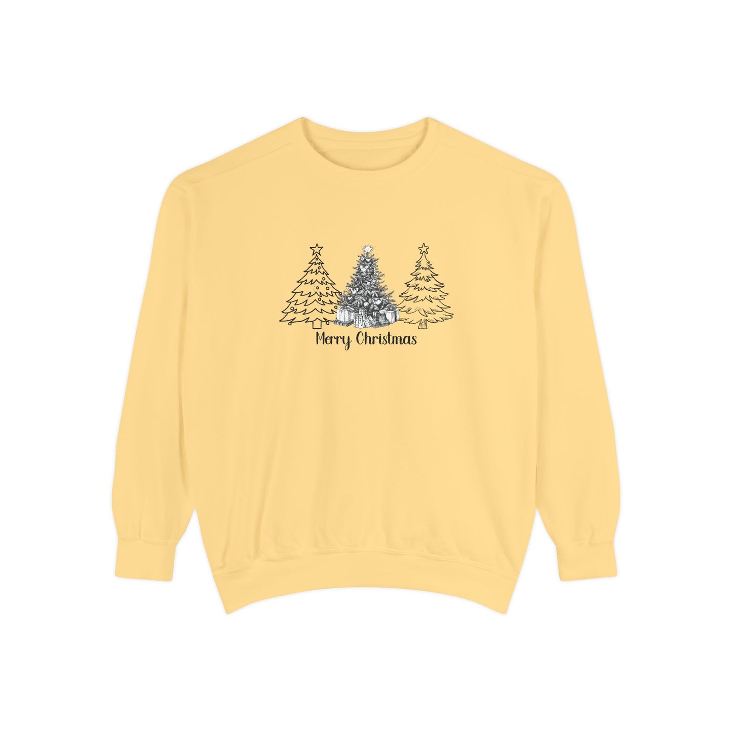 Merry Christmas, Trees - Unisex Garment-Dyed Sweatshirt - 10097