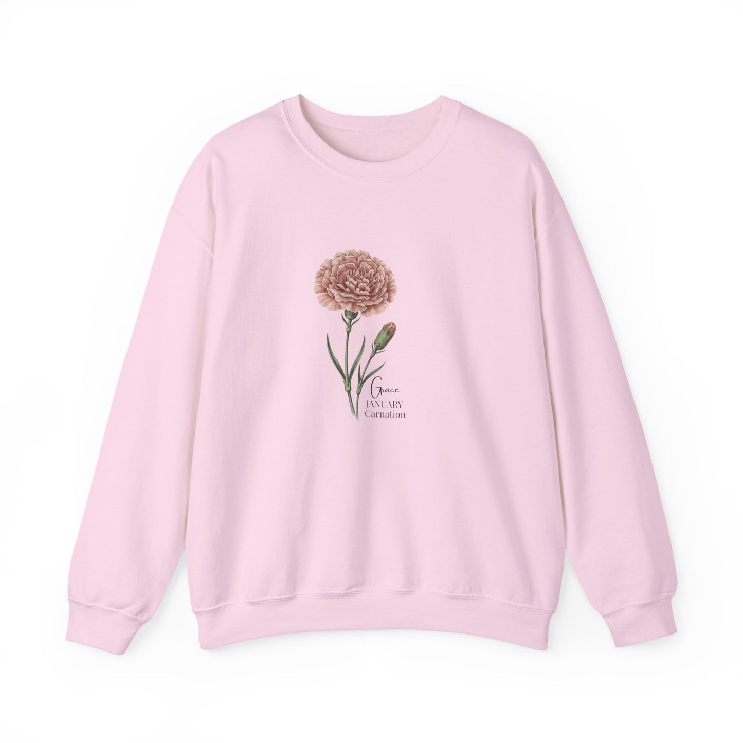 January Carnation Crewneck Sweatshirt — Customizable - 14673
