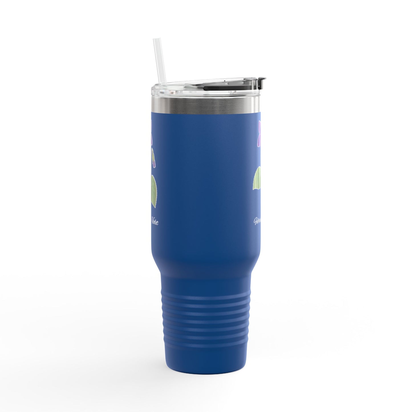 Violet (Single) Floral Tumbler – February Birth Flower Gift | 40oz Insulated Travel Mug, Customizable — 14698