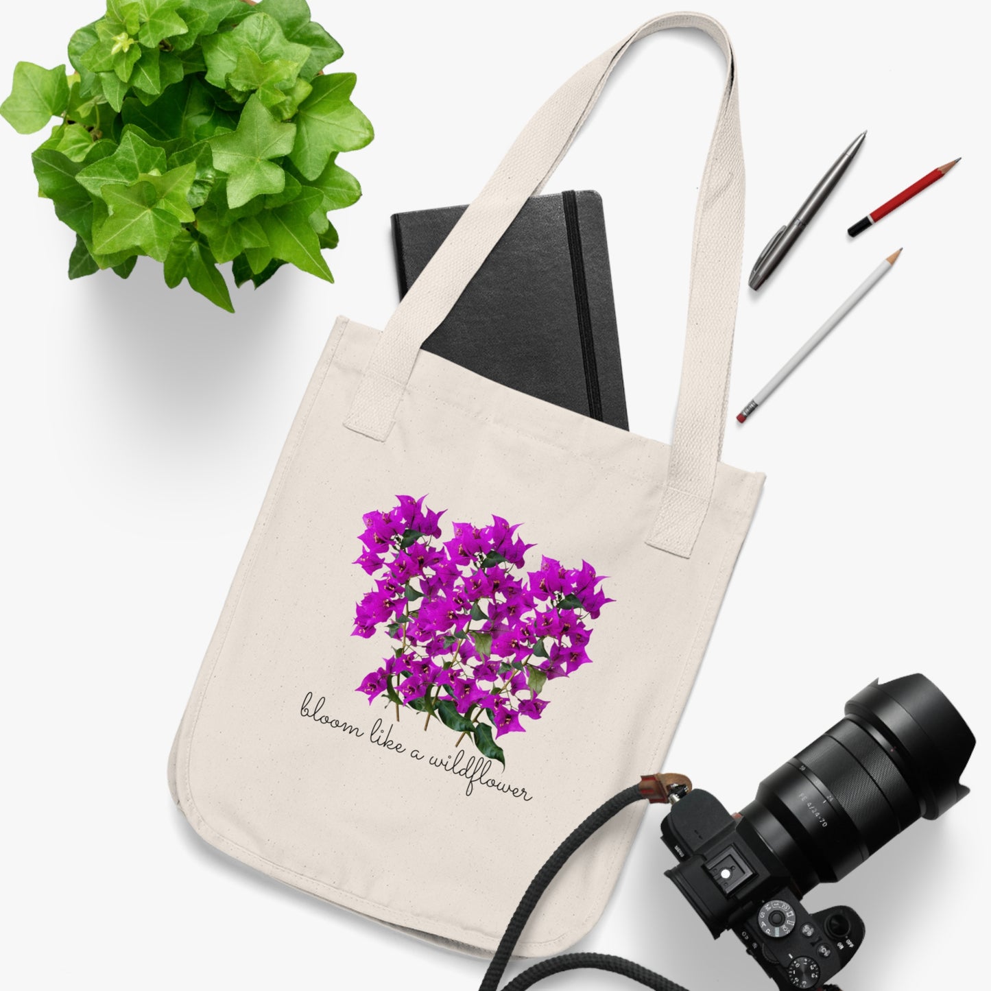 Bloom Like A Wildflower  - Organic Canvas Tote Bag - 10163