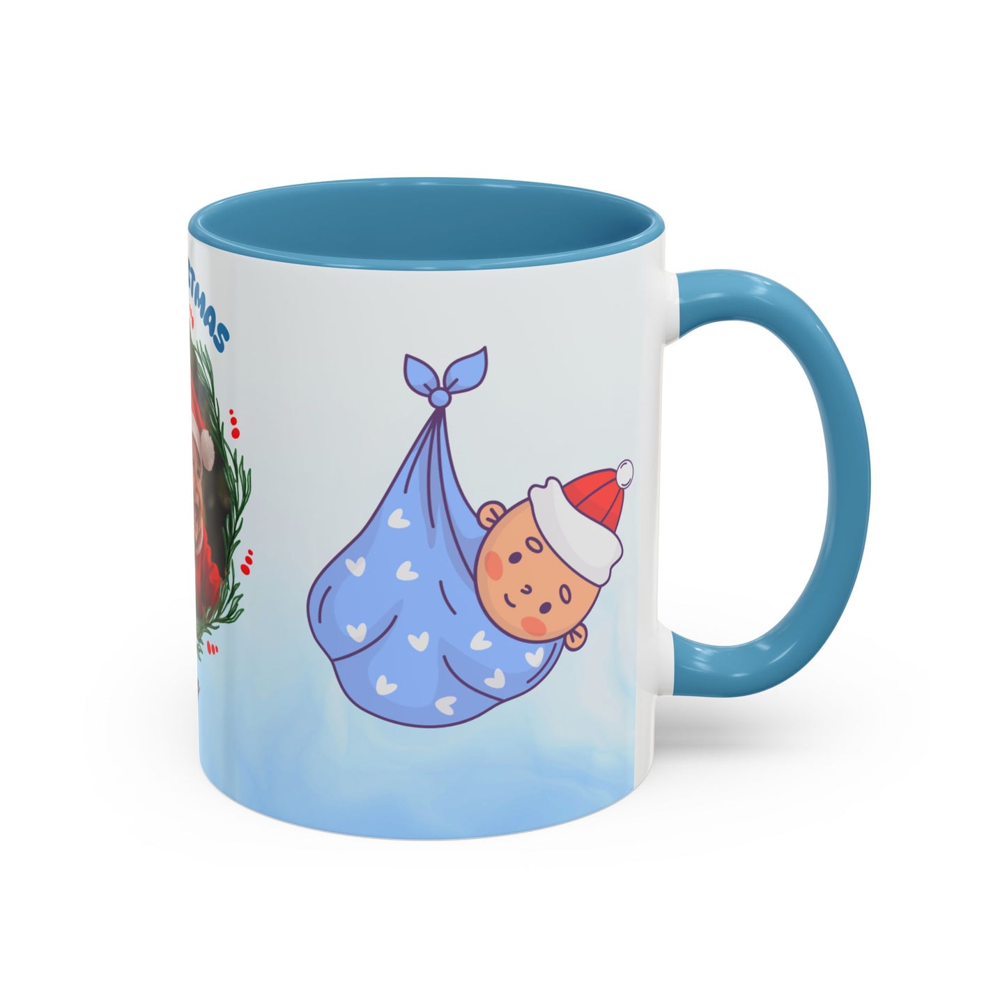 First Christmas, Baby Boy, Customizable - Accent Coffee Mug (11, 15oz) - 10073