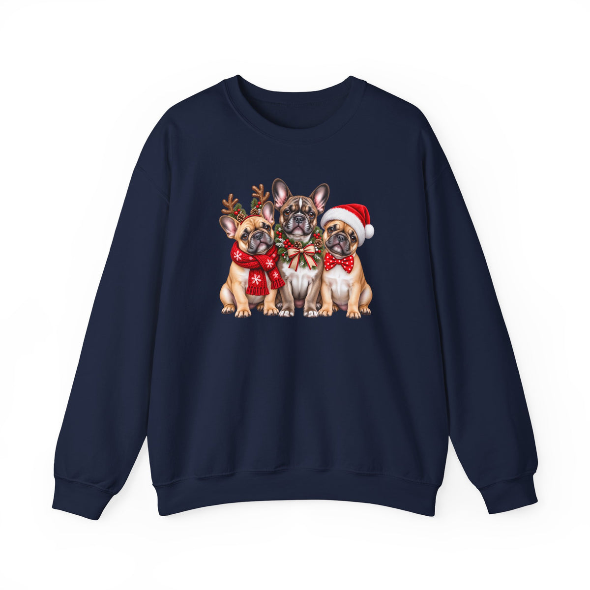 Christmas French Bulldog Sweatshirt, Cute Festive Frenchie Crewneck - 14556