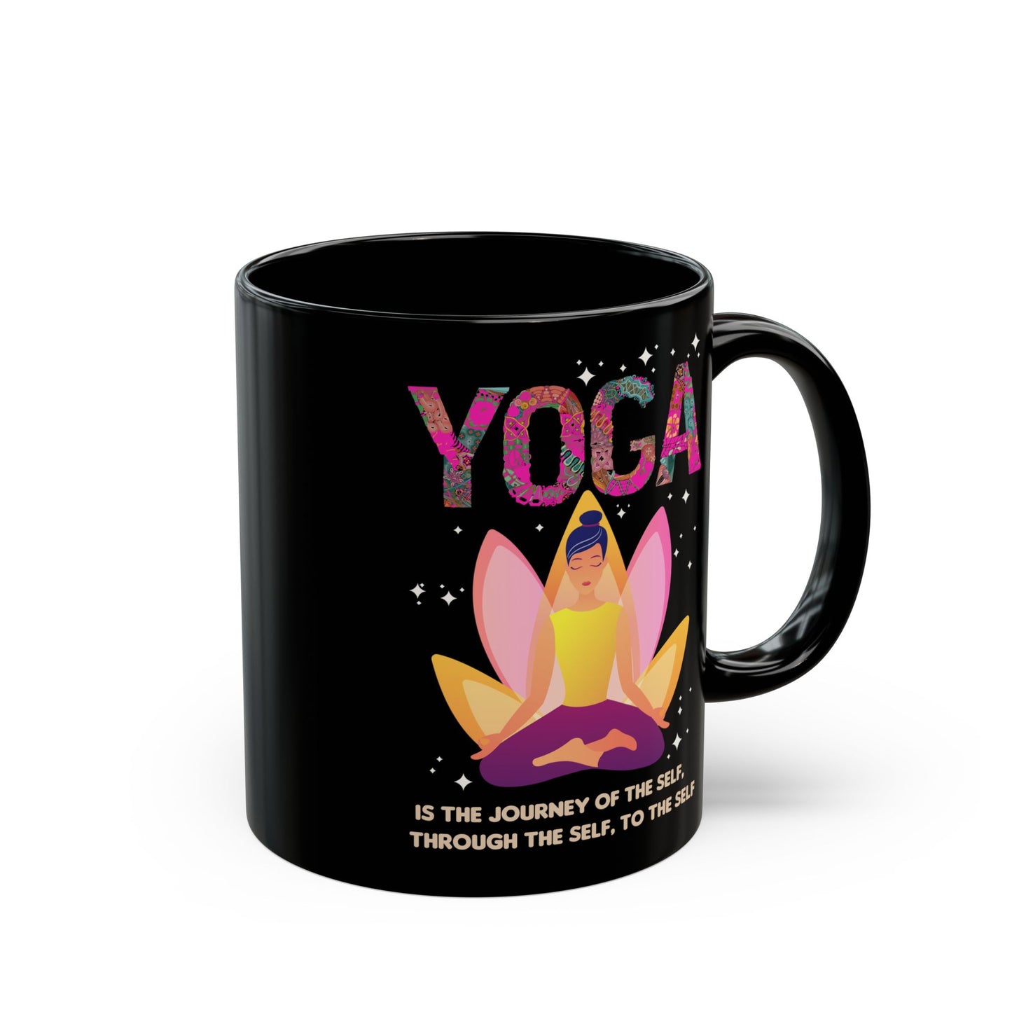 Yoga Is The Journey Of The Self Through The Self To The Self – Black Mug (11oz & 15oz) - 13214