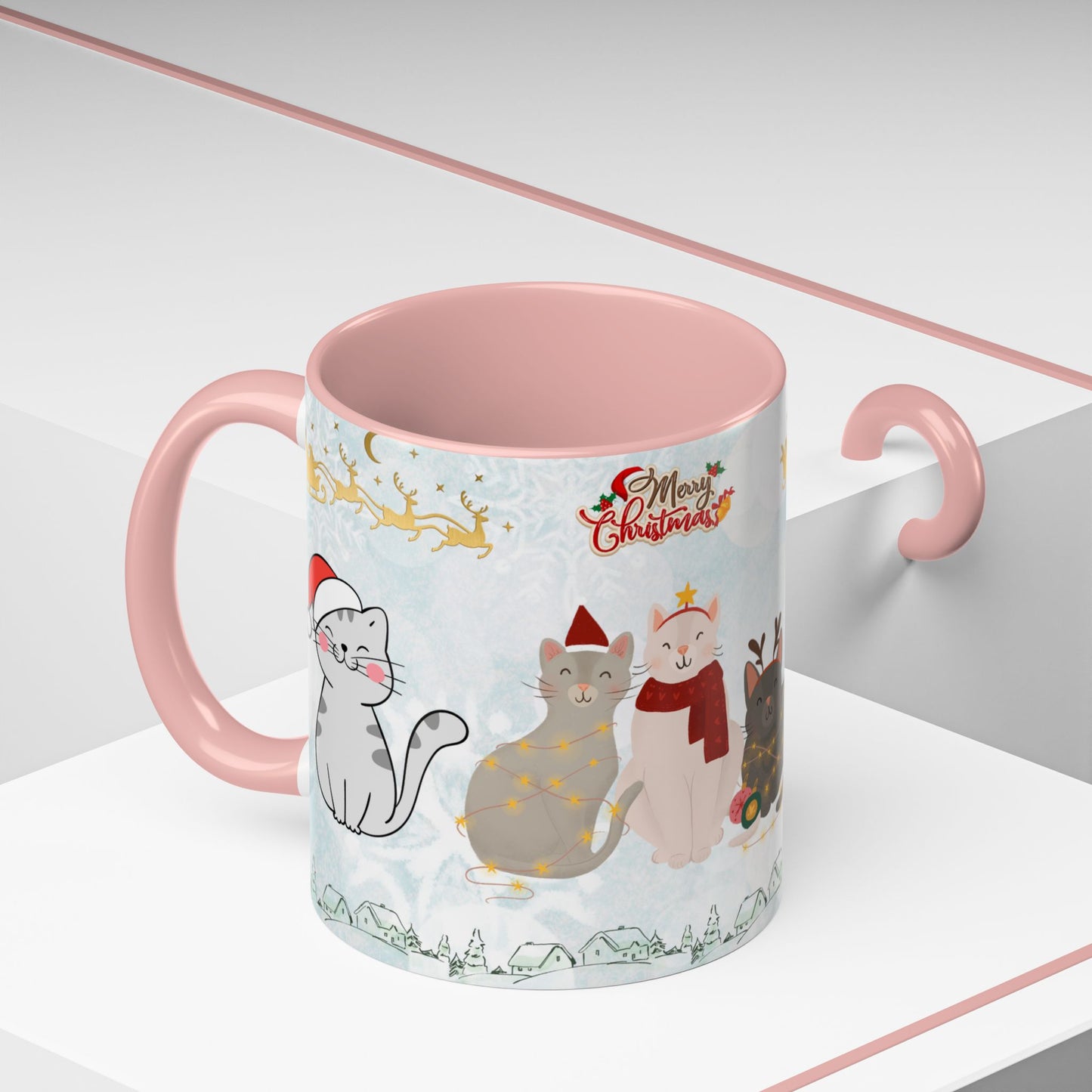 Merry Christmas, Cats - Accent Coffee Mug (11, 15oz)