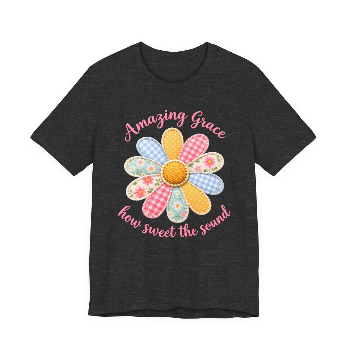 Amazing Grace Daisy T-Shirt, “How Sweet the Sound” Floral Christian Tee - 14992