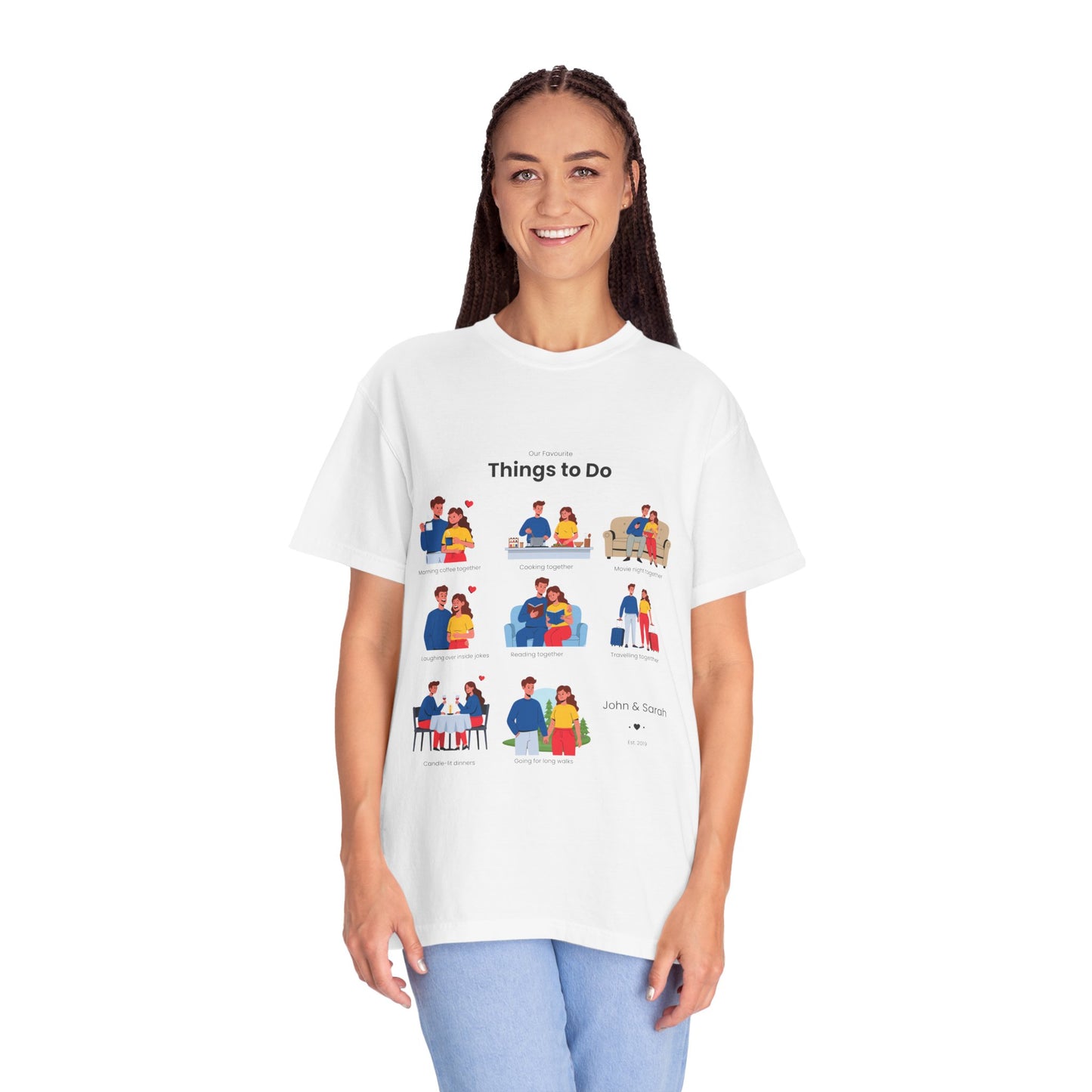 Our Favourite Things to Do Together – Personalised Valentine’s Illustration T-Shirt Gift - 14722