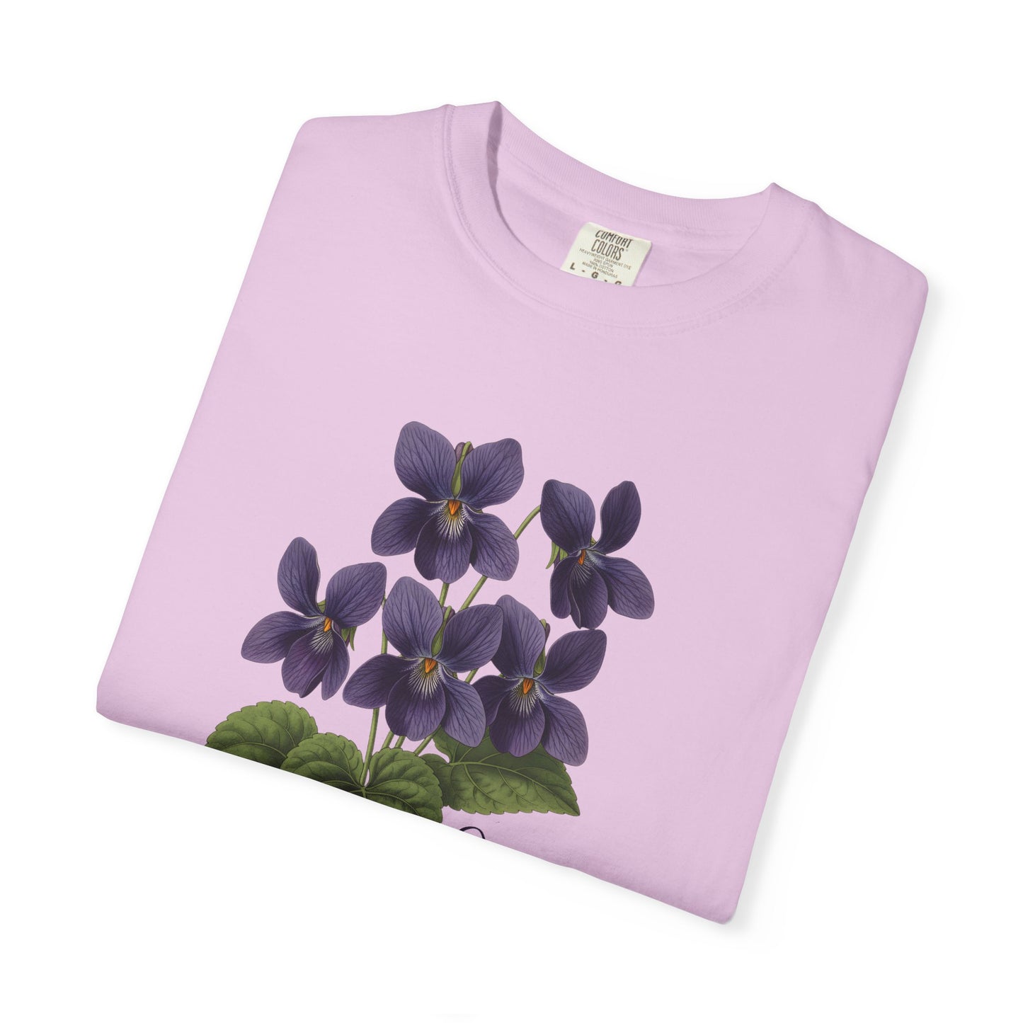 February Birth Flower Violet T-Shirt – Heavyweight Garment-Dyed Tee - 14694
