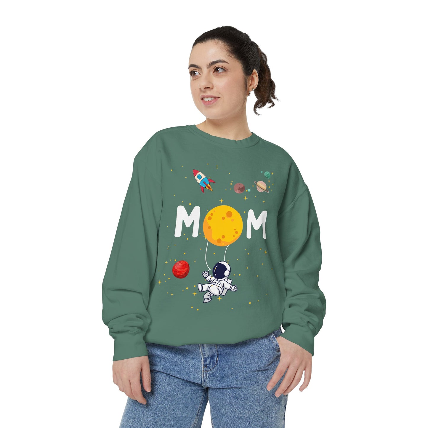Astronaut Mom Garment-Dyed Sweatshirt | Space-Themed Gift for Mothers - 11838