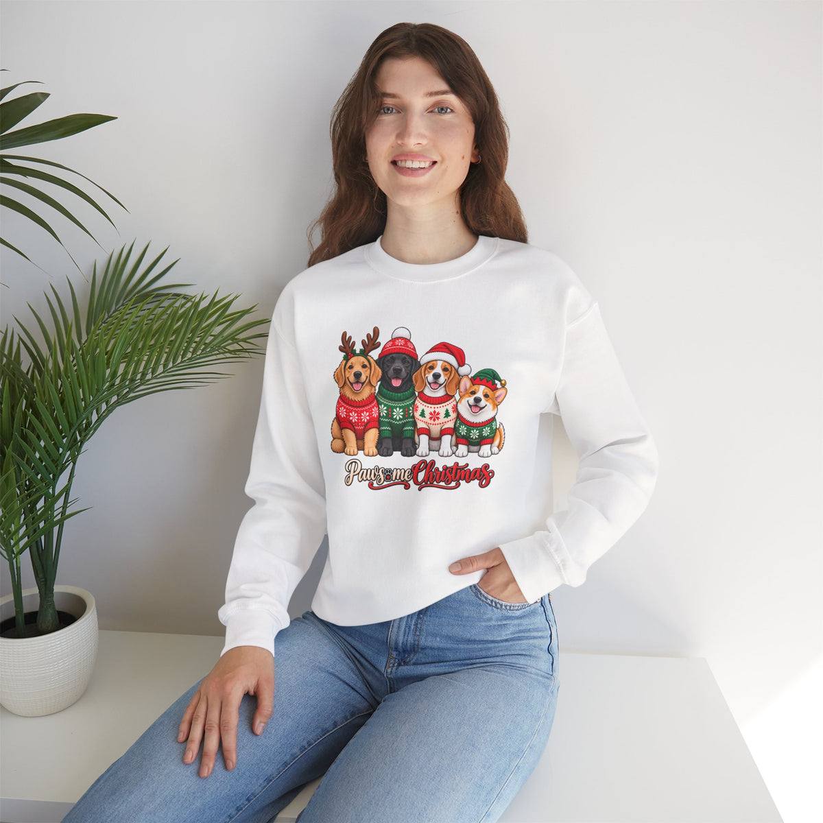 Pawsome Christmas Sweatshirt,  Cute Festive Dogs Crewneck - 14558