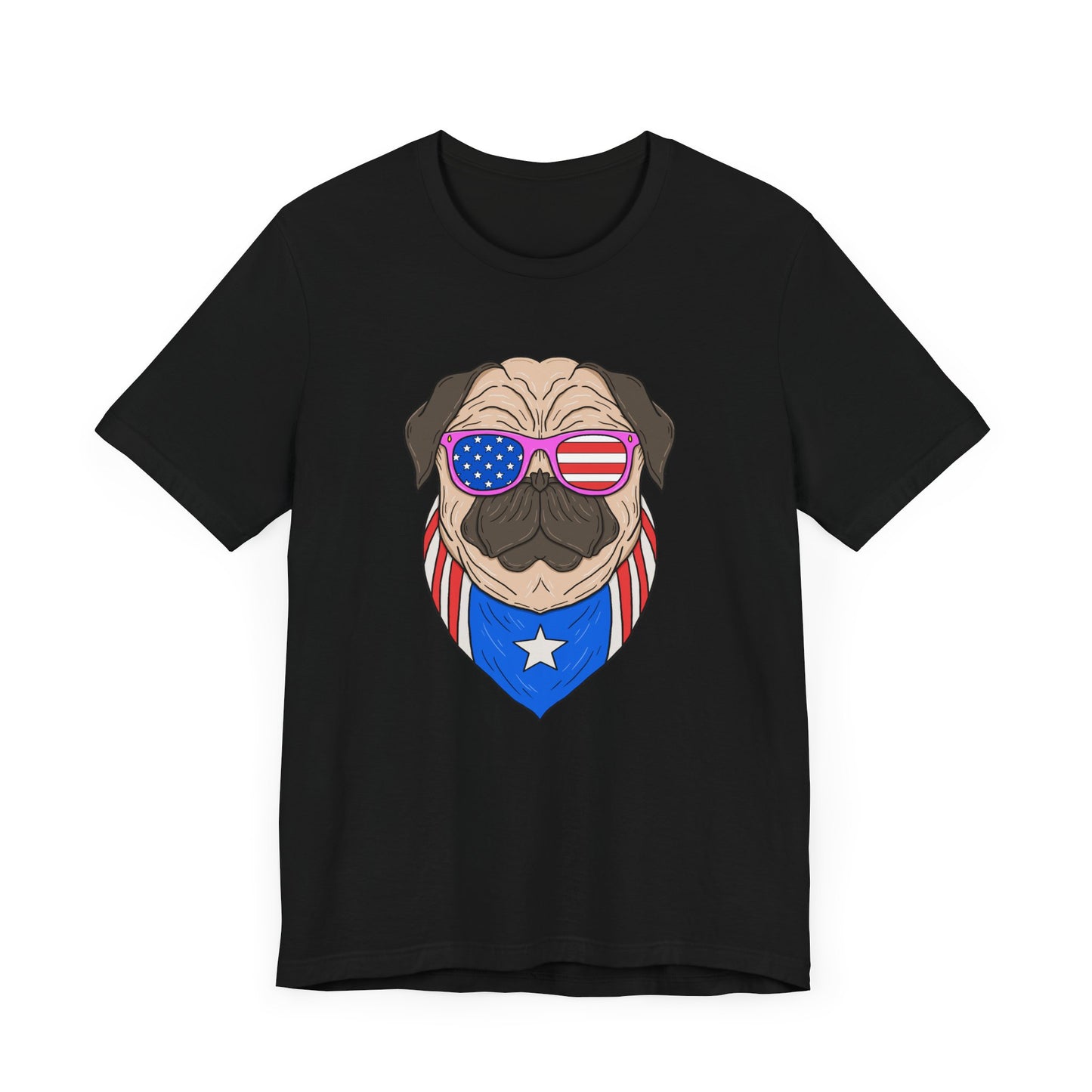 Patriotic Pug Tee, Independence Day T-Shirt, Dog Lovers Gift, Summer Casual Wear, Fun Family Outing Shirt - 13733