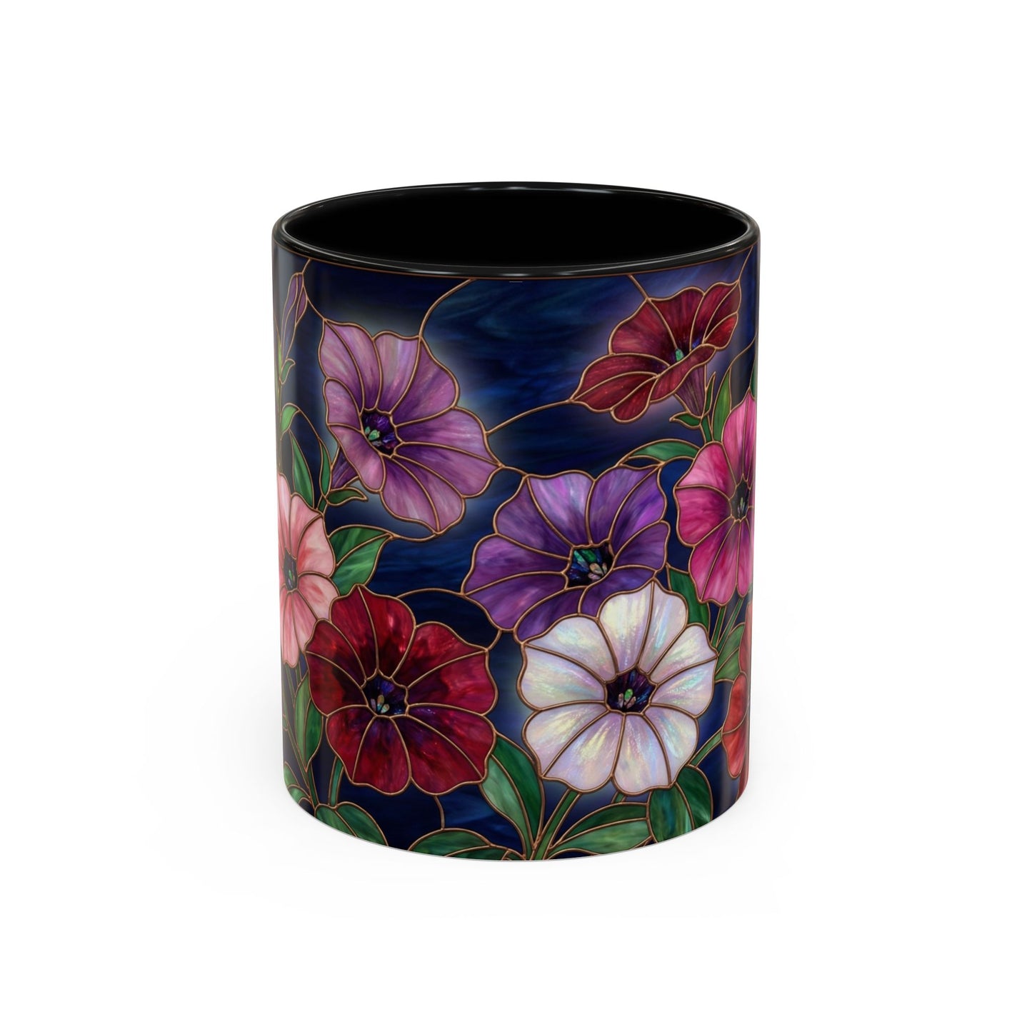 Petunia Floral Accent Coffee Mug – Stained-Glass  Design (11/15oz) - 14581