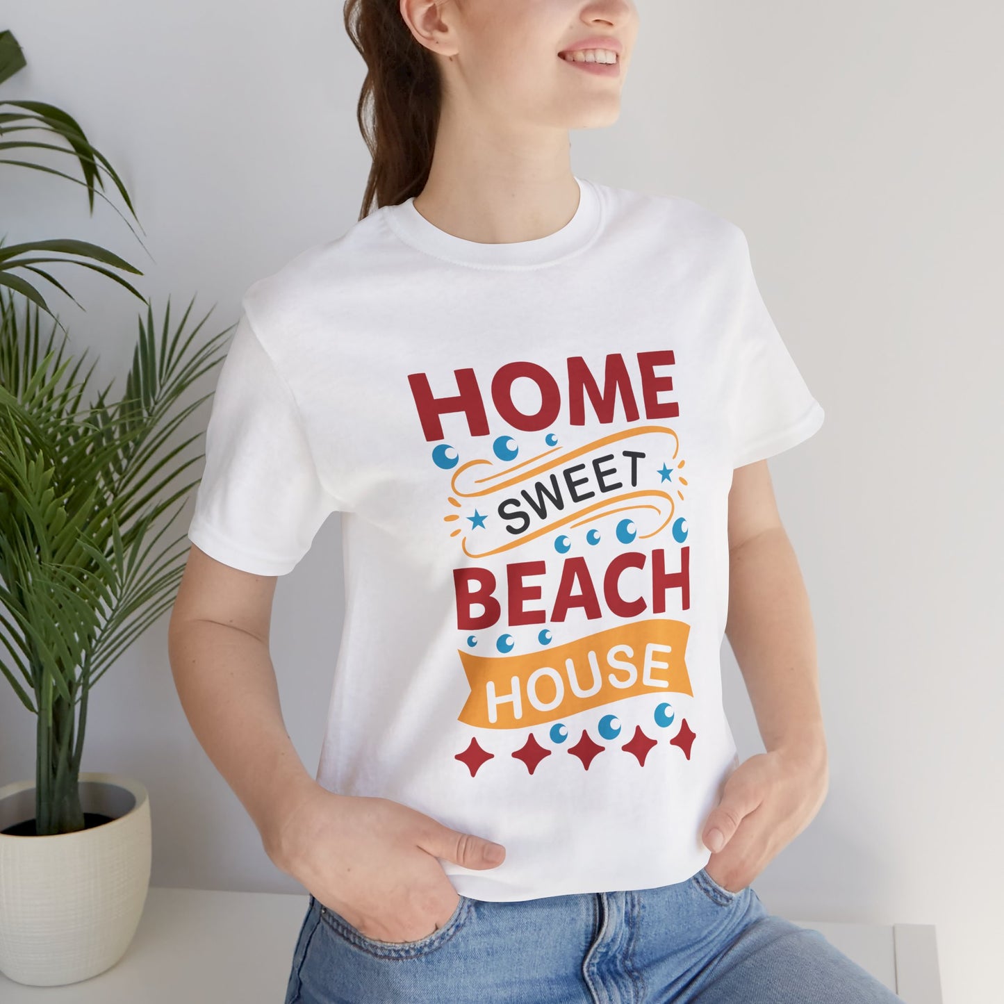 Home Sweet, Beach House - Unisex Jersey Short Sleeve Tee - 13233