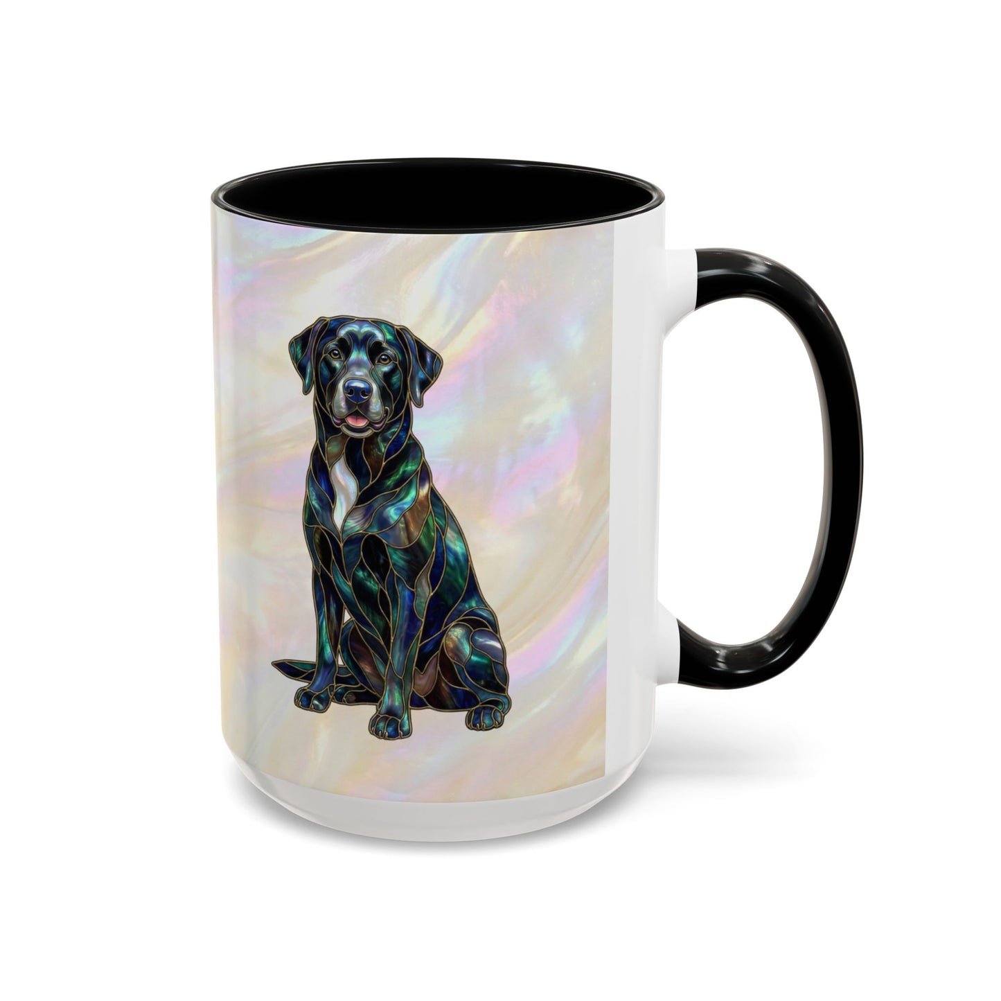 Black Labrador Accent Coffee Mug -Stained Glass Style (11/15oz) 14618