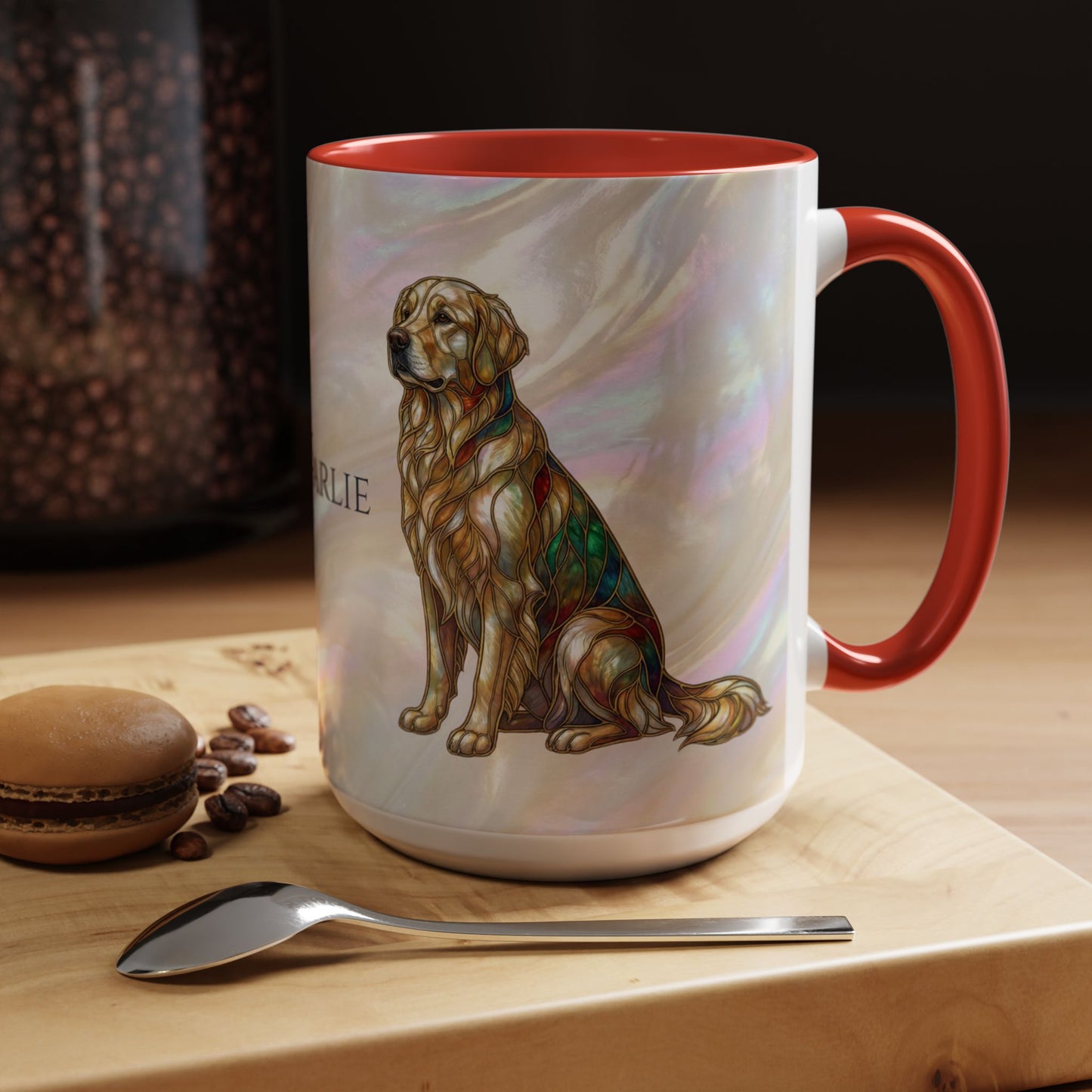 Personalized Golden Retriever Coffee Mug - Stained Glass Design 11/15oz - 14534