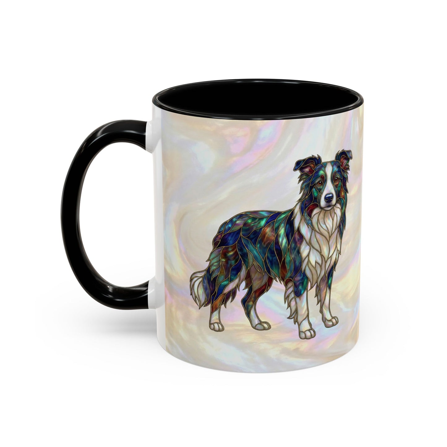 Border Collie Accent Coffee Mug — Stained Glass Design (11/15 oz) - 14619
