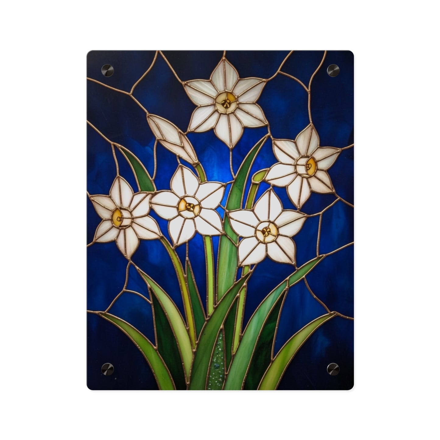 Whitepaper Narcissus Acrylic Wall Art Panel — (Floral Modern Decorative Plaque) - 14598