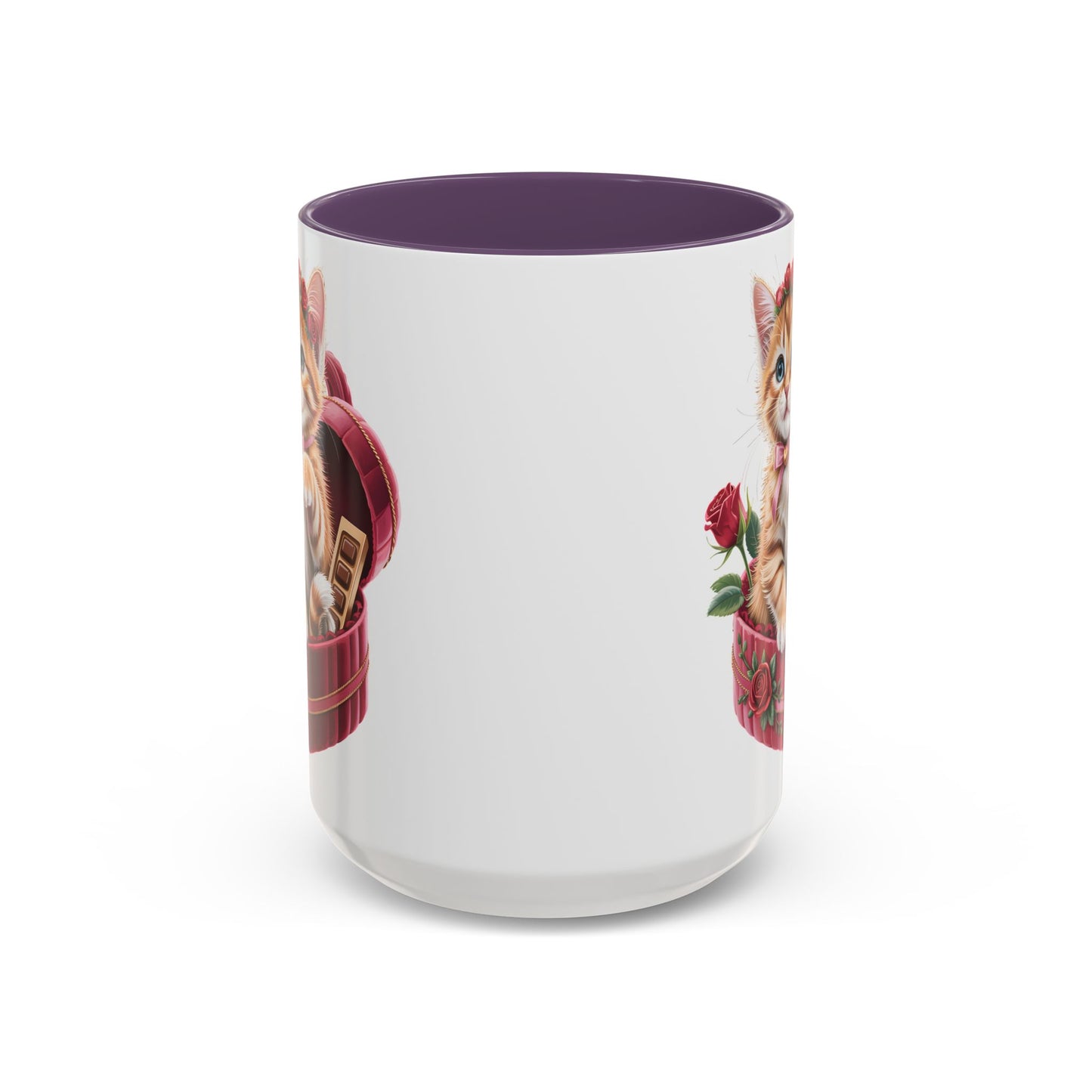 Cute Kitten Valentine Mug – Adorable Cat Illustration Coffee Cup, Romantic Gift for Cat Lovers (11oz / 15oz) - 14773