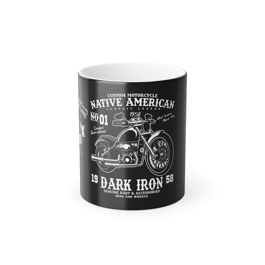 Custom Motorcycle, Native American - Color Morphing Mug, 11oz