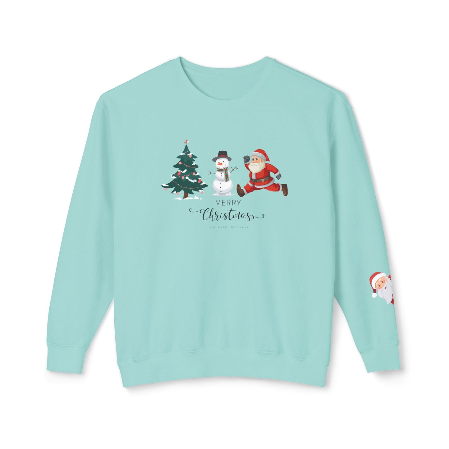 Christmas Tree, Snowman & Santa - Unisex Lightweight Crewneck Sweatshirt - 10392