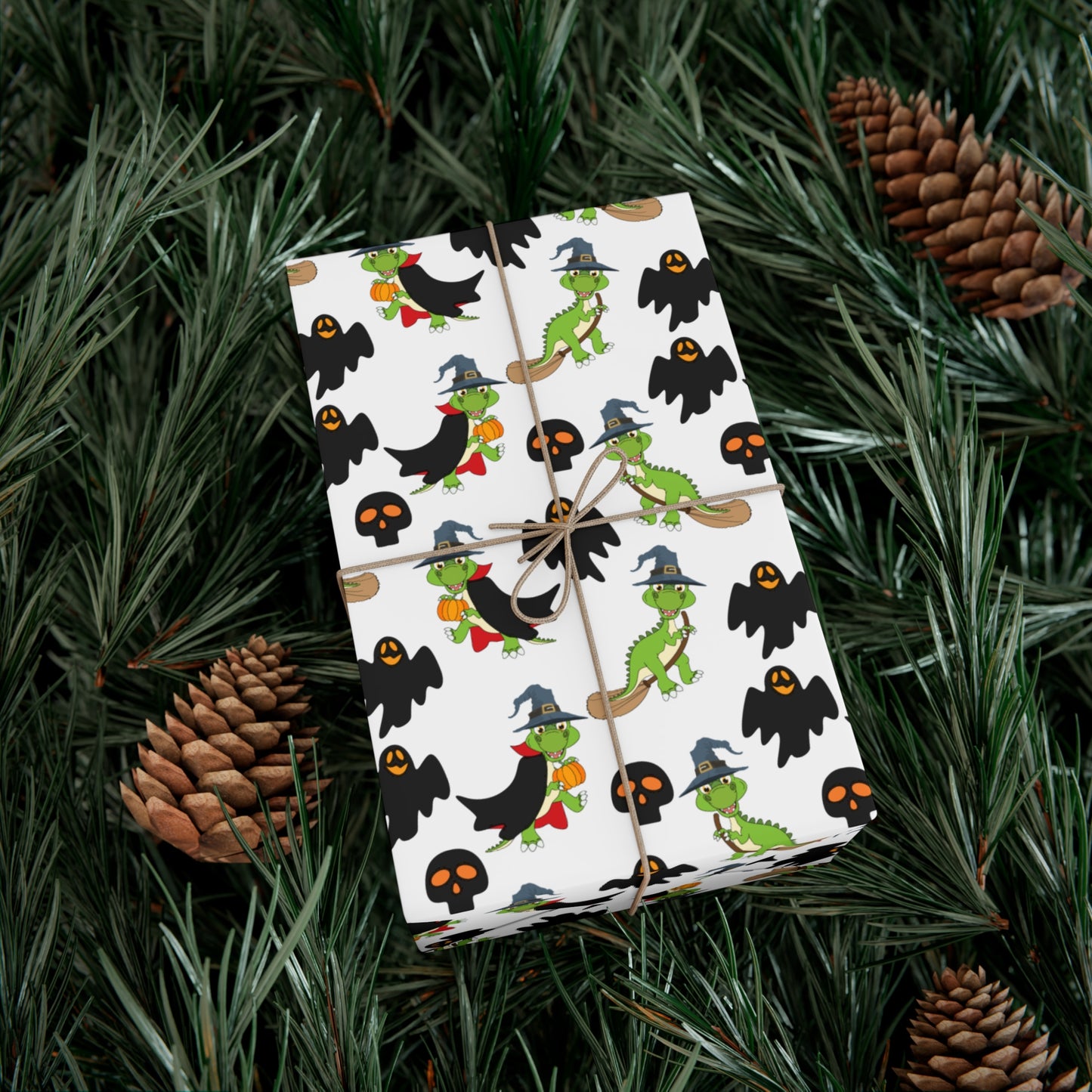 Green Dinosaur Witch  - Gift Wrap Papers - 13989