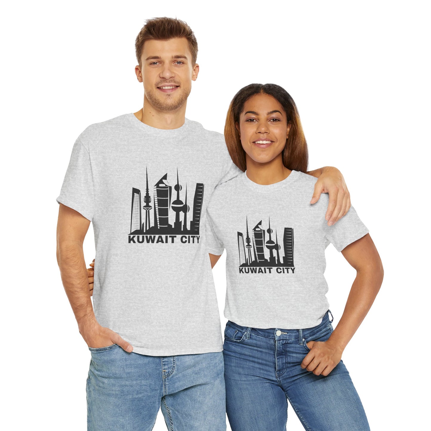 Kuwait City Graphic Unisex Heavy Cotton Tee - Urban Skyline Shirt - 12262