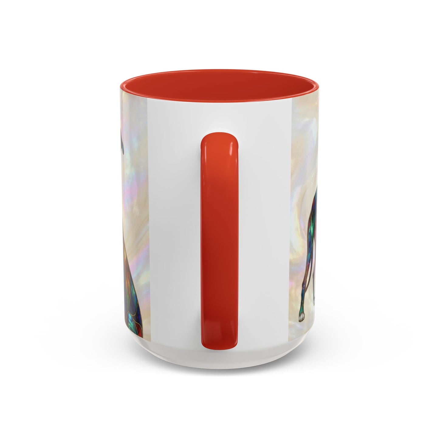 Personalized Greyhound Coffee Mug – Stained Glass Dog Accent Mug (Name Customizable)  - 14523