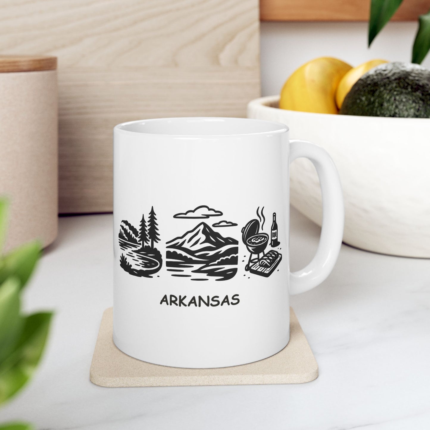 "In Arkansas, you’re never too far from a lake, a mountain, or a BBQ joint." Ceramic Mug - 13368