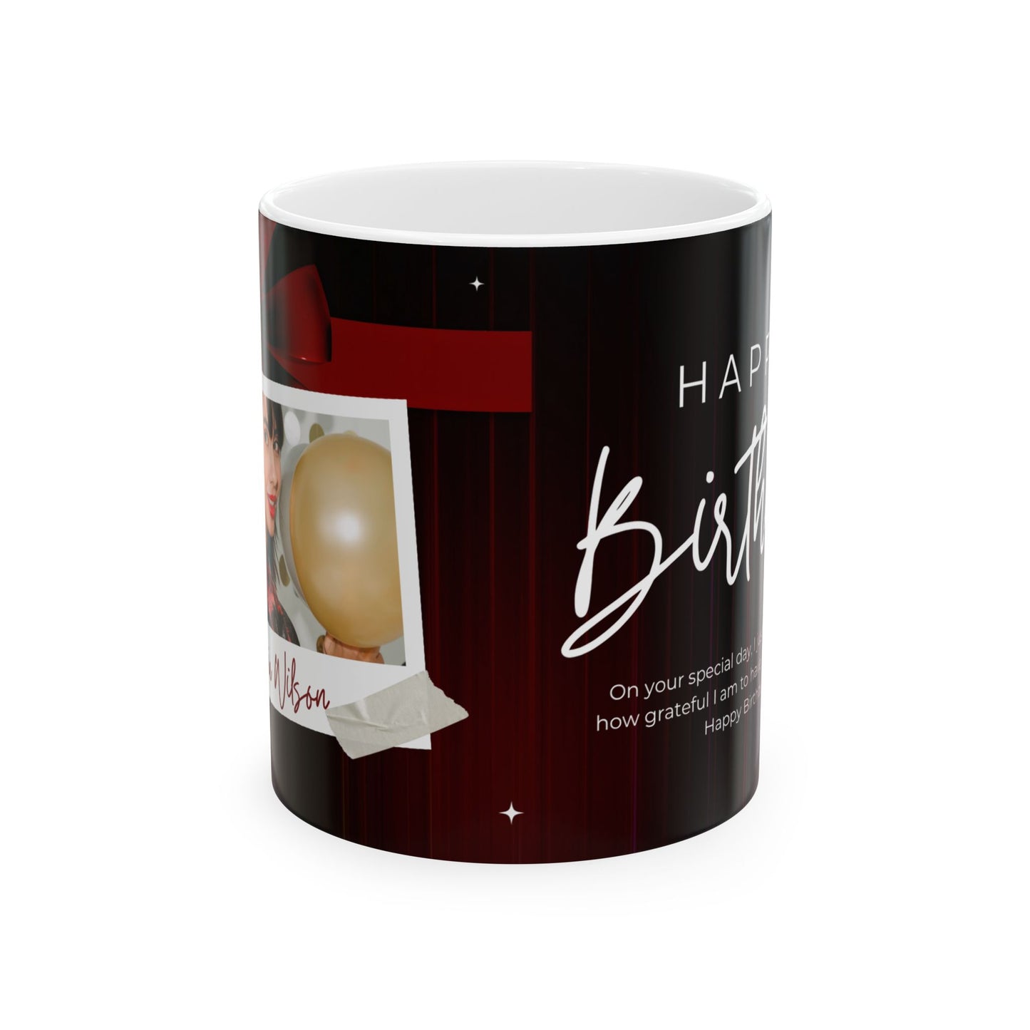 Happy Birthday Ceramic Mug with Custom Photo Frame, Personalized Gift Cup, Birthday Celebration Drinkware - 13994