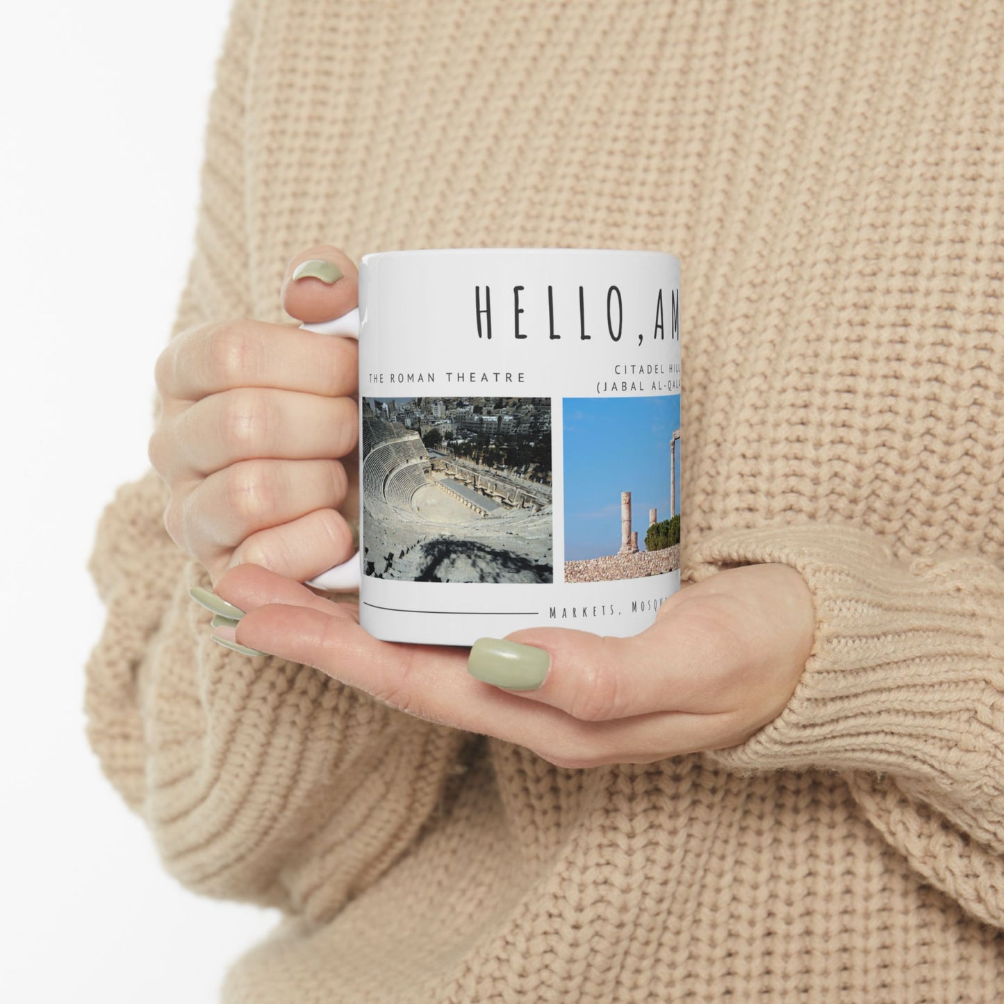 Hello Amman! Ceramic Mug - 11oz & 15oz - Perfect Gift for Travelers and Coffee Lovers - 12107