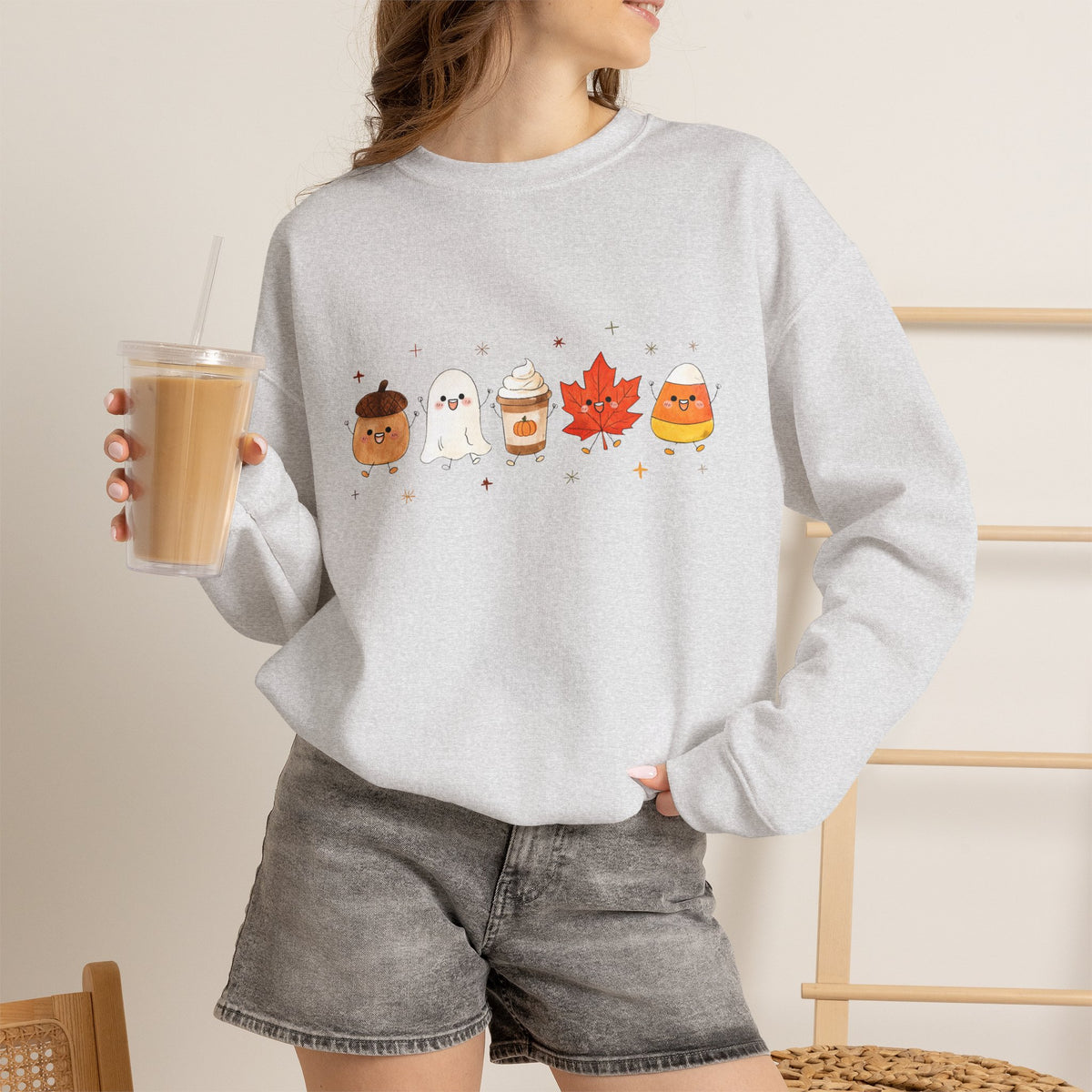 Cute Fall Harvest Sweatshirt, Ghost, Pumpkin Spice & Autumn Crewneck - 14534