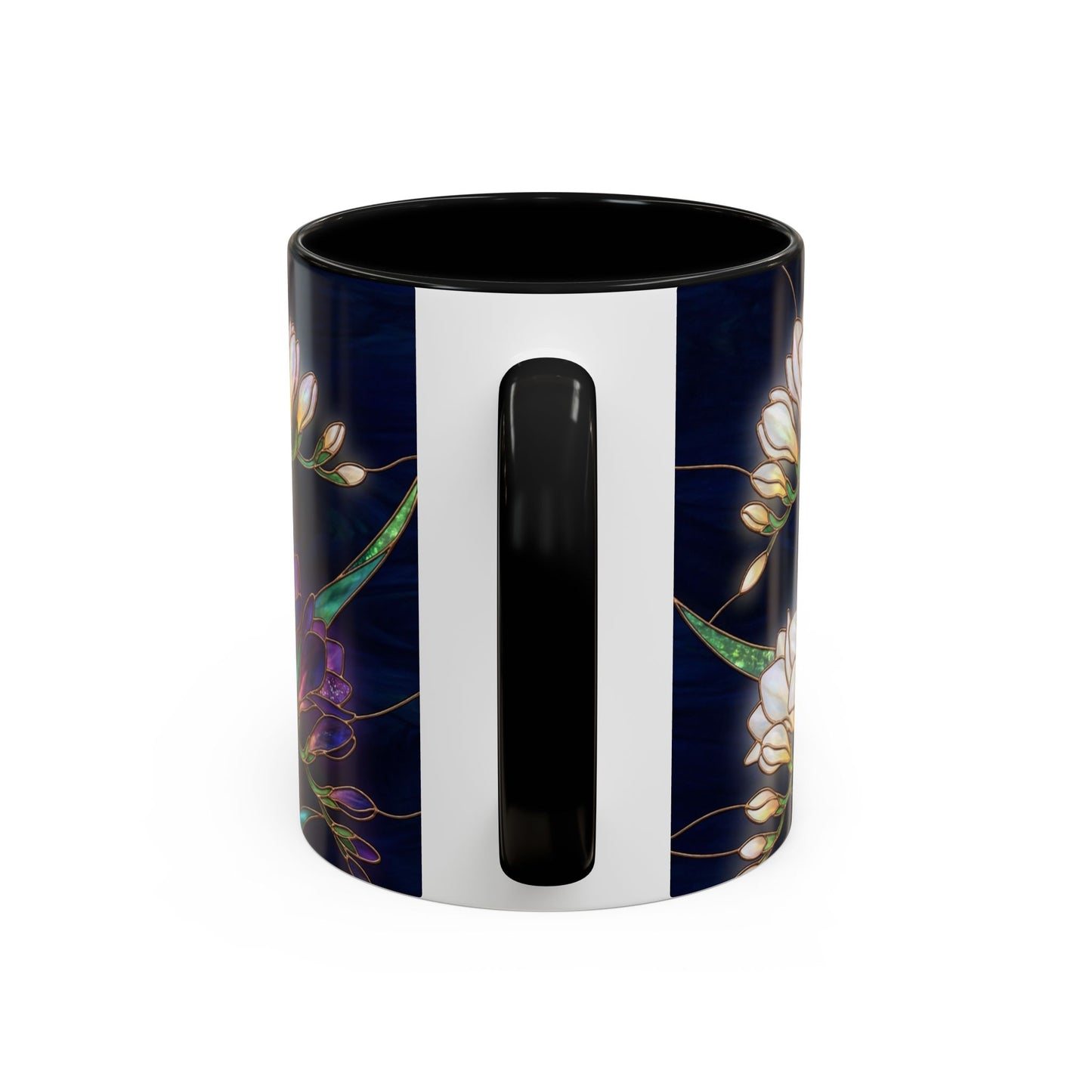 Freesia Floral Accent Coffee Mug — Stained Glass Design (11/15 oz) - 14566