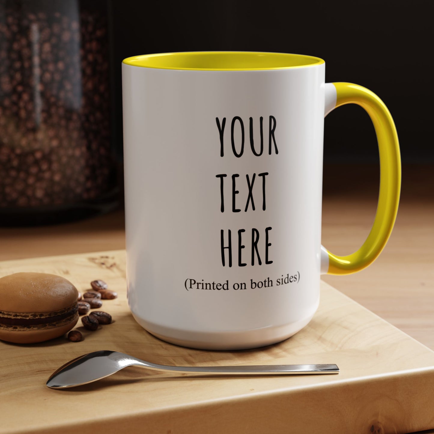Personalized Accent Coffee Mug – Custom Text Printed Both Sides (11oz & 15oz) - 14676