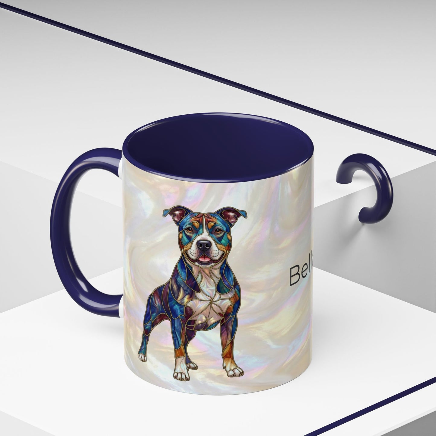 Pitbull Dog Accent Coffee Mug — Stained Glass Design (11/15oz) - 14536