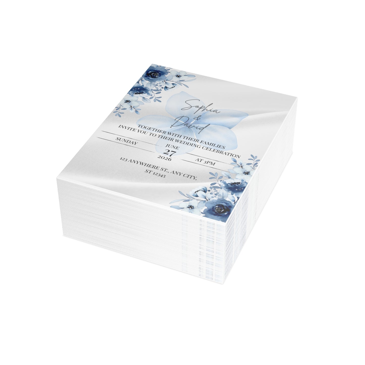 Custom Wedding Invitation with Flowers (envelopes included) - 14666