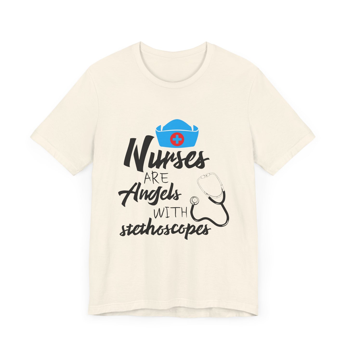 Nurses Are Angels With Stethoscopes - Unisex Jersey Short Sleeve Tee - 13354
