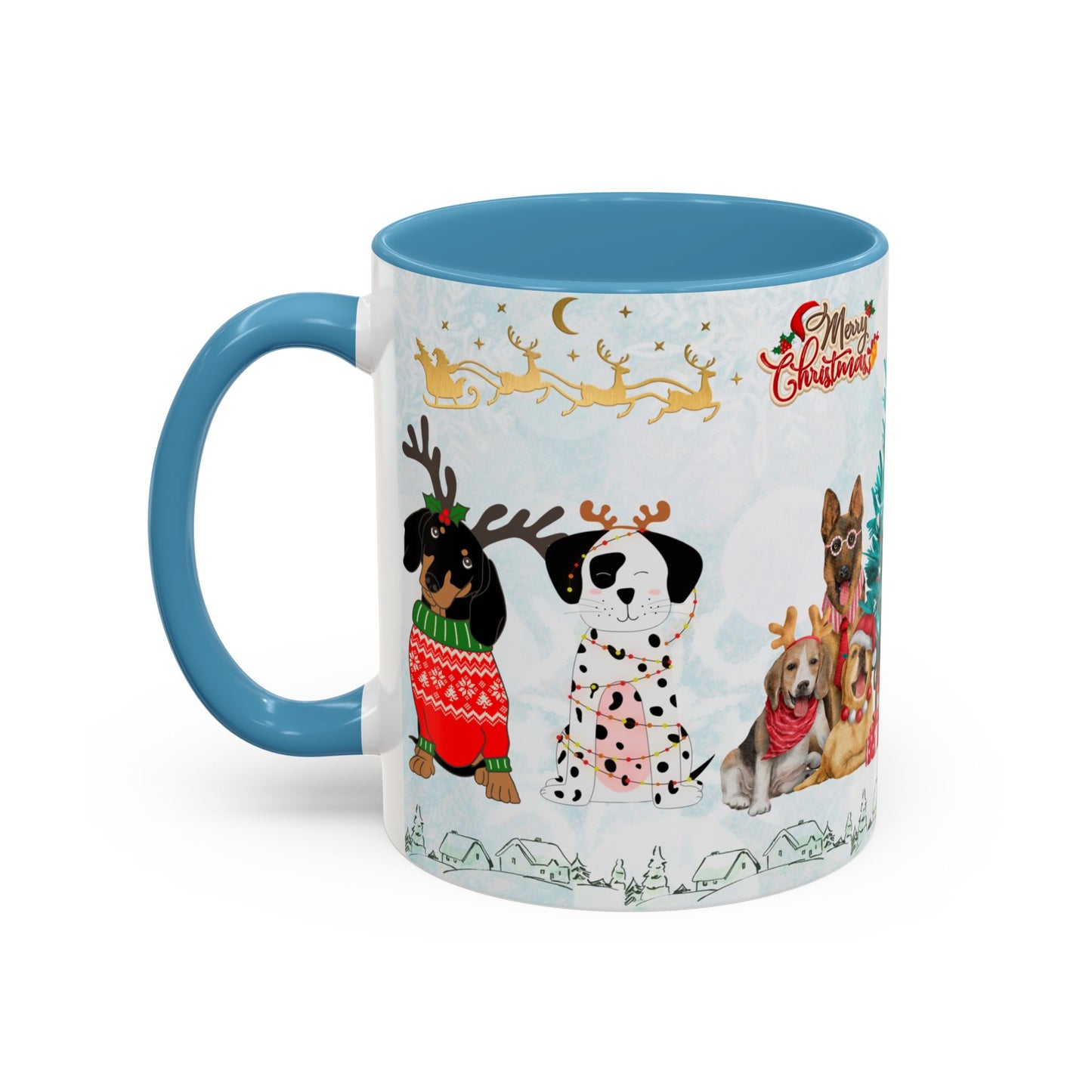 Merry Christmas Dogs - Accent Coffee Mug (11, 15oz)